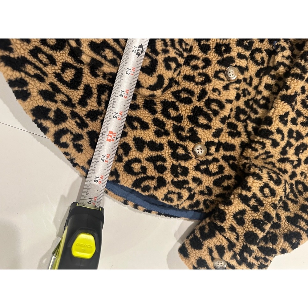 Zara Kids Leopard‎ Print Fleece Shacket Button Front Jacket Brown Tan Size 11-12 - Picture 3 of 6